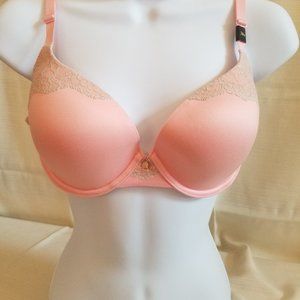 NEW Victoria Secret 38B Lined Shaping Demi Bra in light Pink with Beige Lace